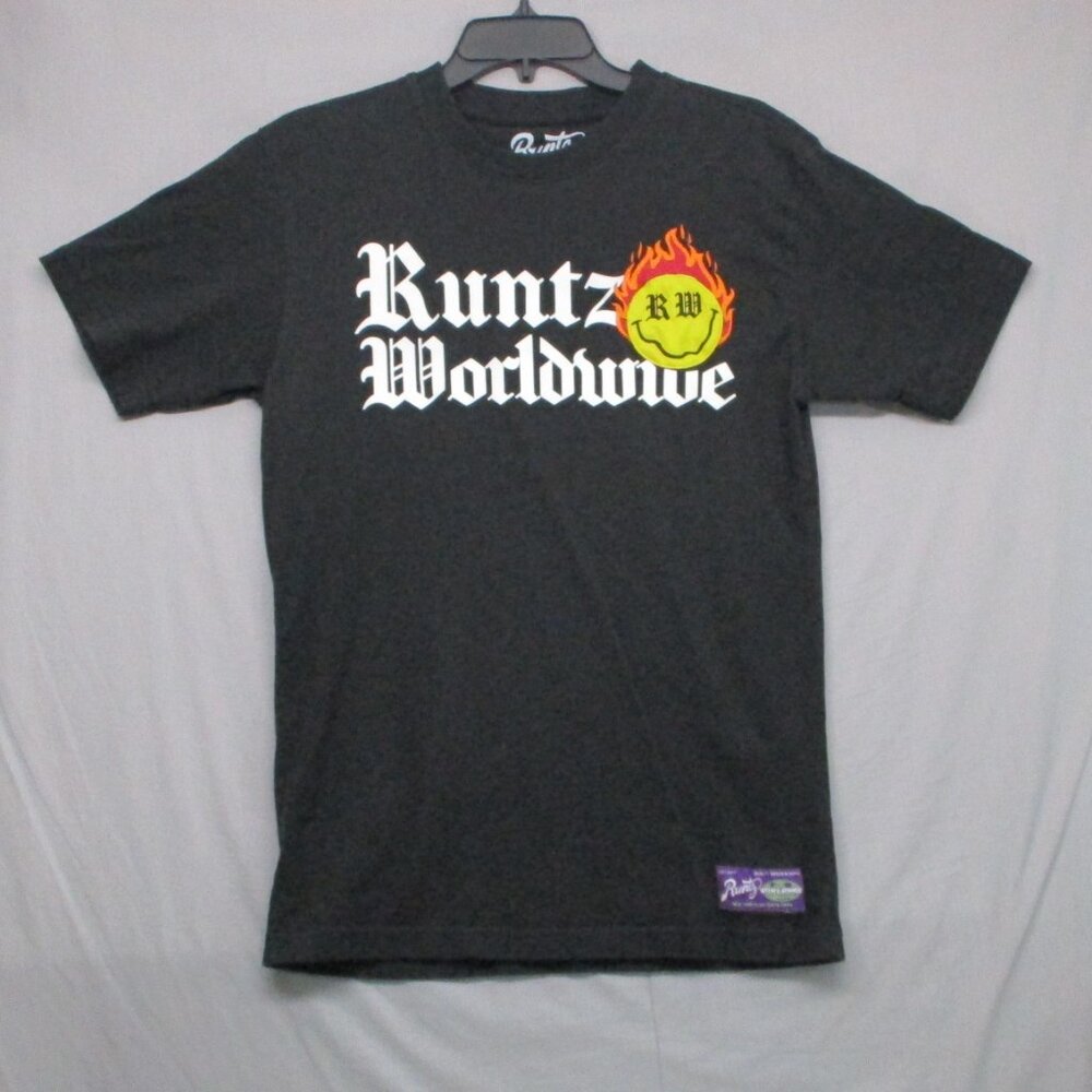 Runts Embroidery T-Shirt Black Men Size | S‎